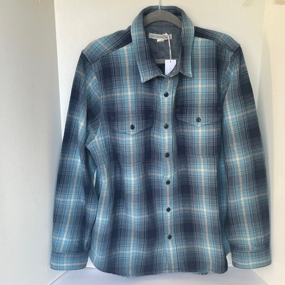 Awesome Outerknown Blue Plaid Casual Button Down … - image 1